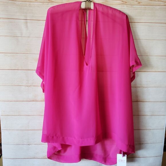 L'Agent by Agent Provocateur Rosana Sheer Swim Cover Up Pink One Size Fits Most - Picture 6 of 10